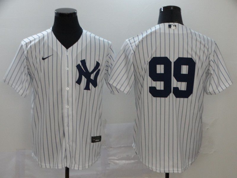 Men New York Yankees #99 No name White stripes Nike Game MLB Jerseys->new york yankees->MLB Jersey